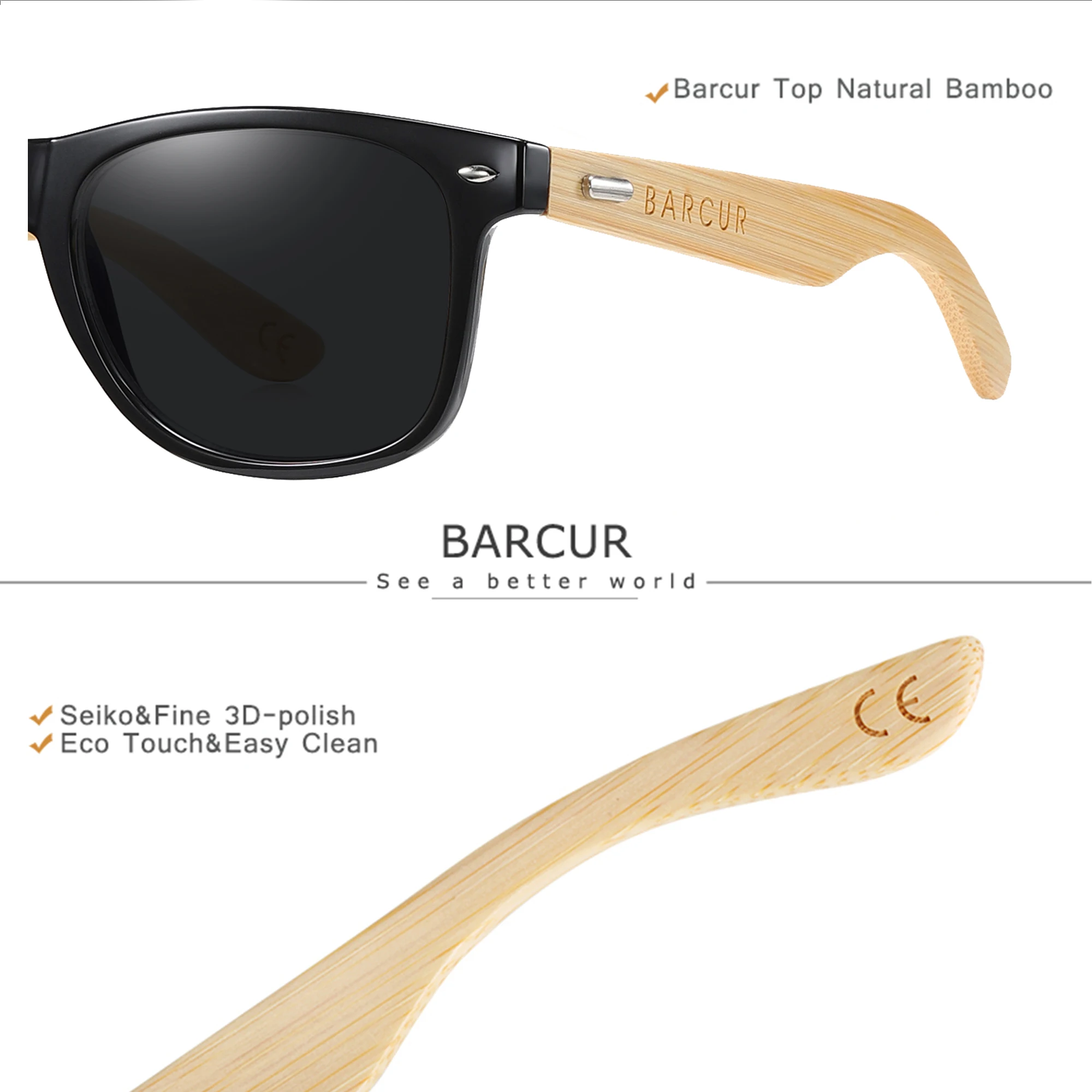 Top Trends: BARCUR Polarized Bamboo Sunglasses Men Wooden Sun Glasses Women Brand Original Wood UV400 Oculos De Sol Shoppable Styles - Image 3