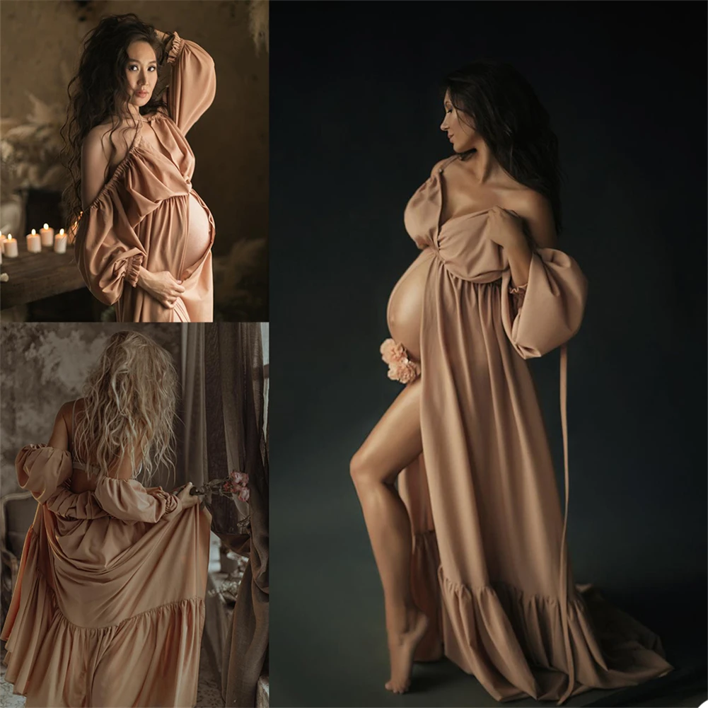 Top Trends: Satin Silk Night Robes Maternity Dress For Photoshoot Or Babyshower Photo Shoot Lady Sleepwear Bathrobe Sheer Nightgowns Shoppable Styles