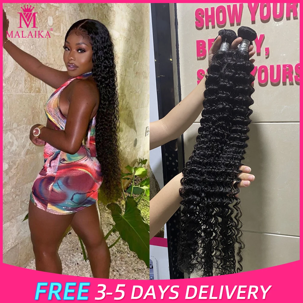 Top Trends: Malaika 26 28 30 32 34Inches 1 3 4 Bundles Brazilian Deep Wave Curly Hair Bundles Natural Wave 100% Human Virgin Hair Extension Shoppable Styles