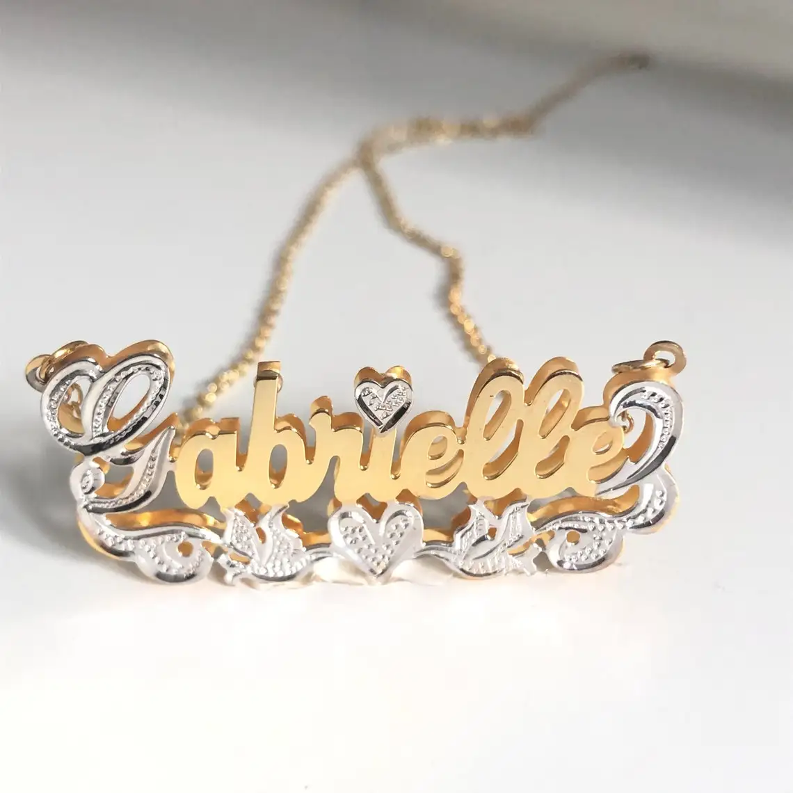 Top Trends: Personalized Double Name Necklace 18K Gold Plated Custom Two-Tone Double Layer Letter Pendant Jewelry Gift For Women Girl Shoppable Styles