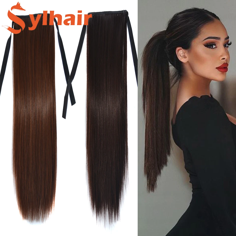 Top Trends: SEELAUGH Synthetic 32 Inch Hair Fiber Heat-Resistant Straight Hair With Ponytail Fake Hair Chip-in Hair Extensions Pony Tail Shoppable Styles